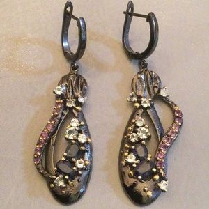 Elegant Genuine Sapphire Earrings with Garnets & Topaz